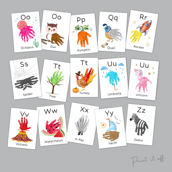 A-Z ABC Alphabet Handprint Craft Art Phonic Book / Baby Toddler Child / Letters Teacher Classroom Nursery Activity Card / Print It Off 0575