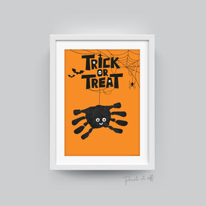 Halloween Art Craft / Handprint Art / Trick or Treat Spider / Kids Baby Toddler / Keepsake Memory Sign Decor DIY Card / Print It Off 0595