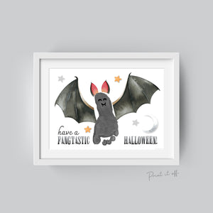 Bat Halloween Art Craft / Footprint Handprint Art / Fang-Tastic / Kids Baby Toddler / Keepsake Memory Sign Decor Card / Print It Off 0598