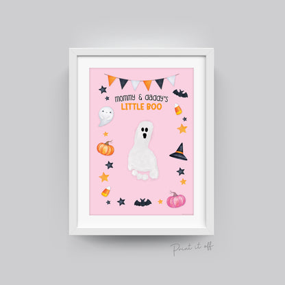 Mommy & Daddy's Little Boo Halloween Art Craft / Handprint Footprint / Ghost / Kids Baby Toddler Kids / Sign Decor Card / Print It Off 0602