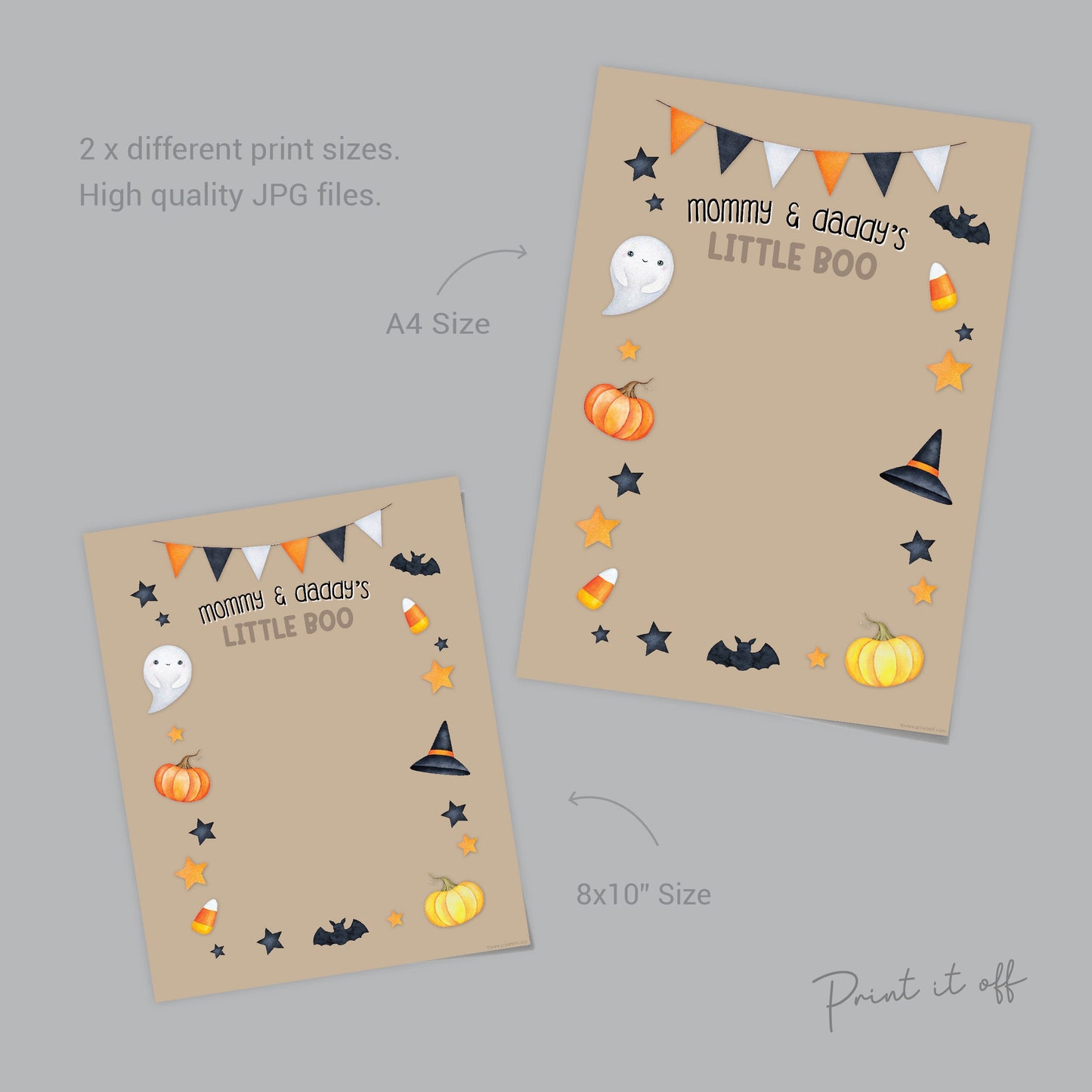 Mommy & Daddy's Little Boo Halloween Art Craft / Handprint Footprint / Ghost / Kids Baby Toddler Kids / Sign Decor Card / Print It Off 0603