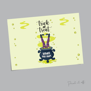Witch Halloween Art Craft / Footprint Handprint Art / Trick Treat Smell Feet / Kids Baby Toddler / Keepsake Sign Decor / Print It Off 0604