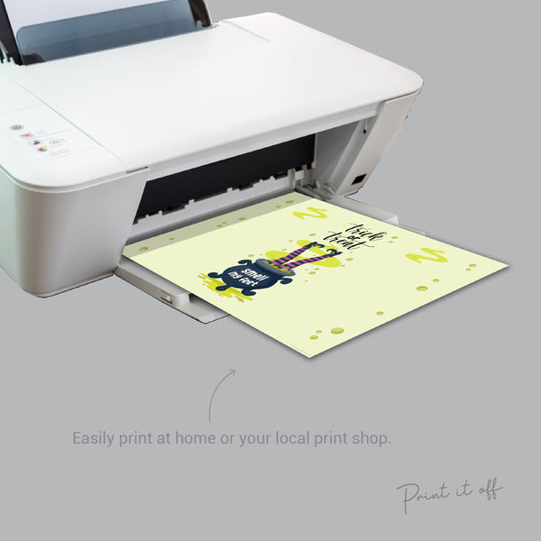 Witch Halloween Art Craft / Footprint Handprint Art / Trick Treat Smell Feet / Kids Baby Toddler / Keepsake Sign Decor / Print It Off 0604