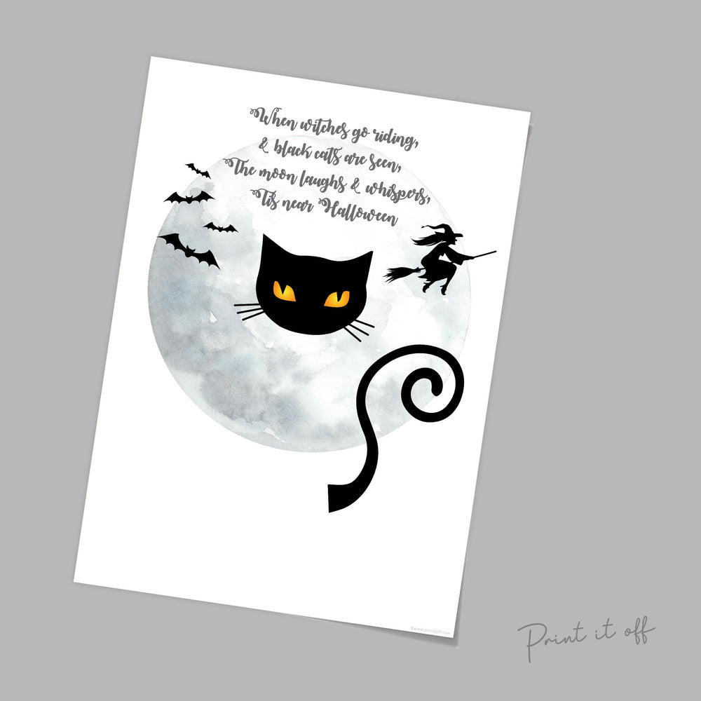 Halloween Footprint Handprint Art Craft / Black Cat Witch Poem / Kids Toddler Baby Card Memory Activity Keepsake DIY / Print It Off  0582