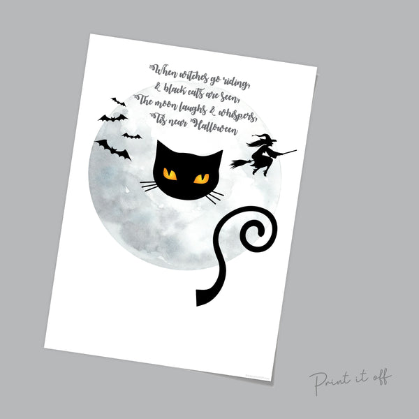 Halloween Footprint Handprint Art Craft / Black Cat Witch Poem / Kids Toddler Baby Card Memory Activity Keepsake DIY / Print It Off  0582