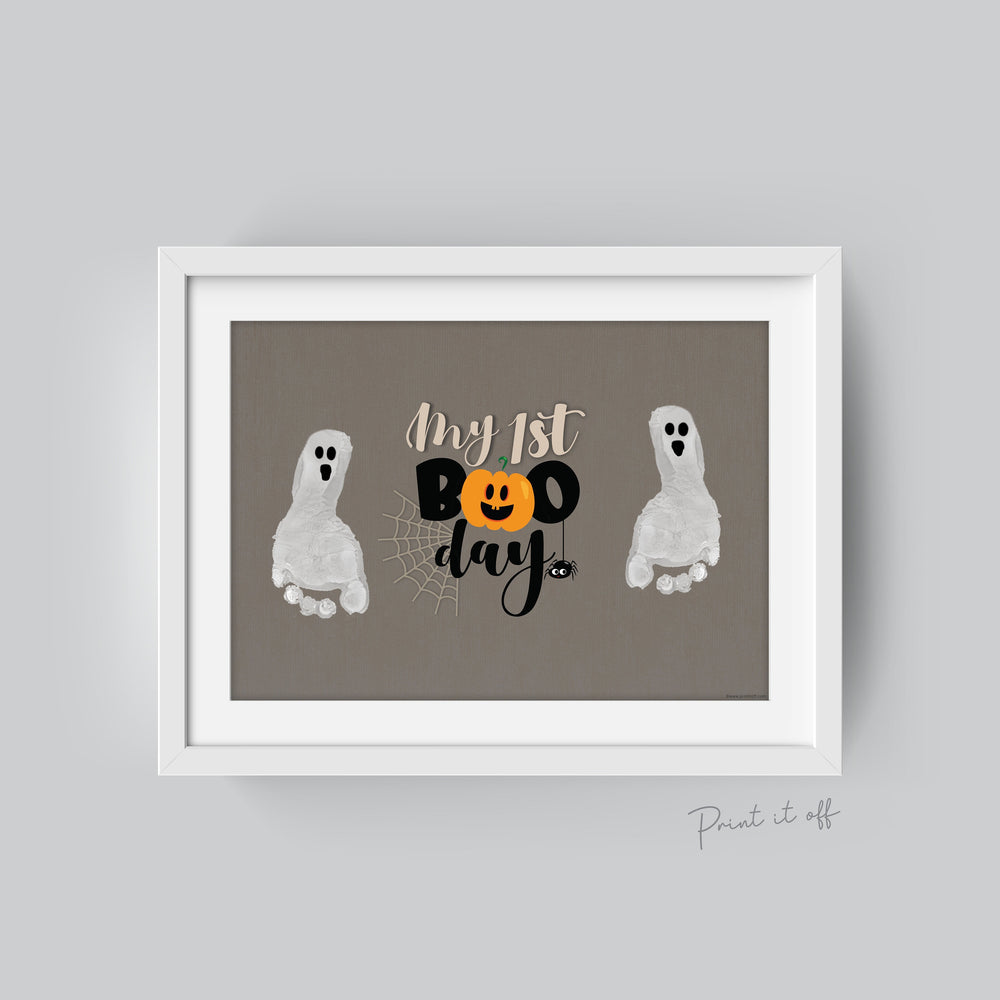 My 1st Boo Day / First Halloween Ghost Footprint Handprint Art Craft Child Baby Card Memory Activity Keepsake Decor DIY / Print It Off 0584