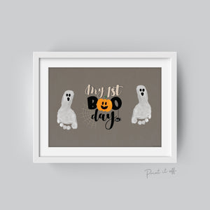 My 1st Boo Day / First Halloween Ghost Footprint Handprint Art Craft Child Baby Card Memory Activity Keepsake Decor DIY / Print It Off 0584