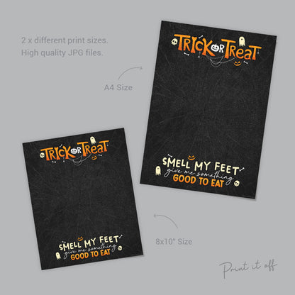 Trick or Treat Halloween Footprint Handprint Art Craft / Kids Toddler Baby Card Memory Activity Decoration Keepsake / Print It Off 0586
