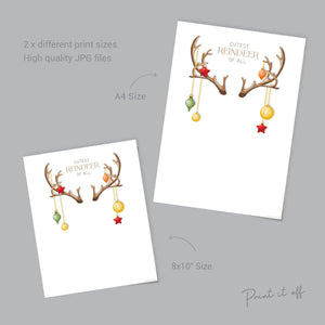 Footprint Cutest Reindeer Of All / Christmas Xmas Footprint Art Craft / Baby Kids Toddler Foot / Keepsake Gift Print Card PRINT IT OFF 0611