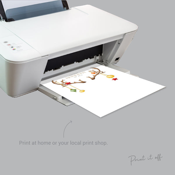 Footprint Cutest Reindeer Of All / Christmas Xmas Footprint Art Craft / Baby Kids Toddler Foot / Keepsake Gift Print Card PRINT IT OFF 0611