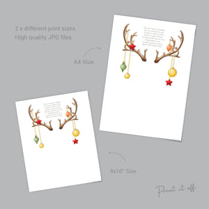 Reindeer Footprint Poem / Christmas Xmas Art Craft / Baby Kids Toddler Child Foot Feet / Keepsake Gift Print Card Memory PRINT IT OFF 0613