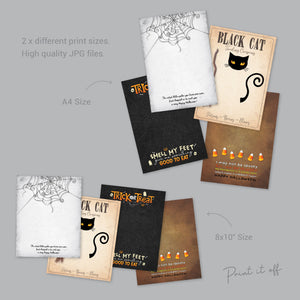 Halloween Footprint Handprint Art Craft / Kids Toddler Baby Card DIY Memory Activity Decoration Keepsake Printable / Print It Off 0620