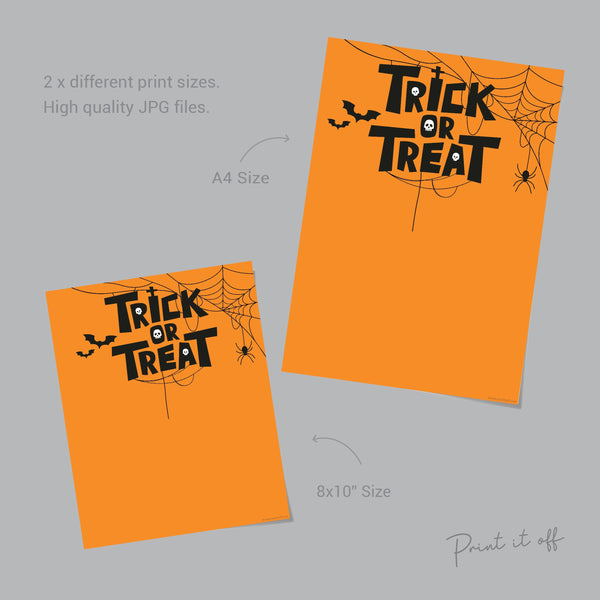 Halloween Art Craft / Handprint Art / Trick or Treat Spider / Kids Baby Toddler / Keepsake Memory Sign Decor DIY Card / Print It Off 0595
