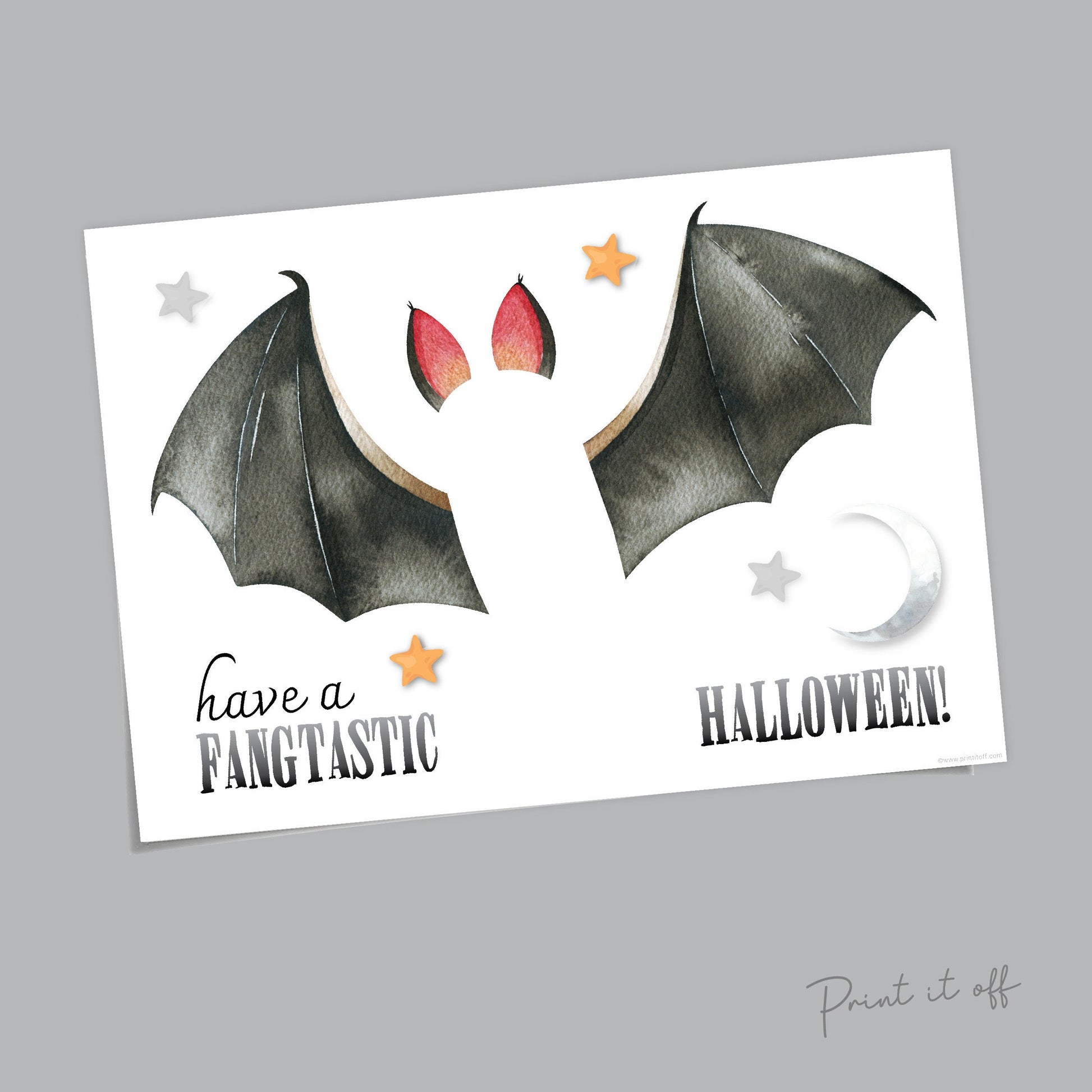 Bat Halloween Art Craft / Footprint Handprint Art / Fang-Tastic / Kids Baby Toddler / Keepsake Memory Sign Decor Card / Print It Off 0598