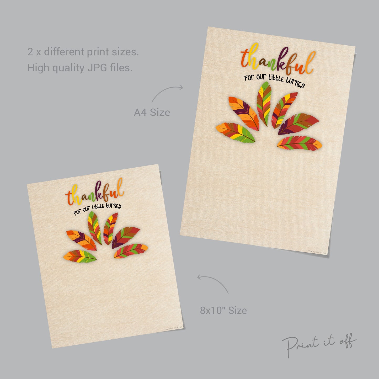 Thankful for our Little Turkey / Footprint Art Craft / Happy First Thanksgiving / Kids Baby Keepsake Memory DIY / Printable Print Card 0594