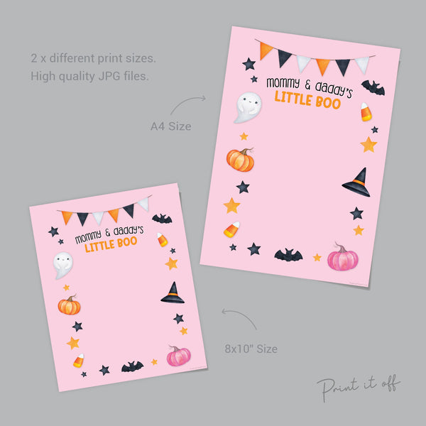 Mommy & Daddy's Little Boo Halloween Art Craft / Handprint Footprint / Ghost / Kids Baby Toddler Kids / Sign Decor Card / Print It Off 0602