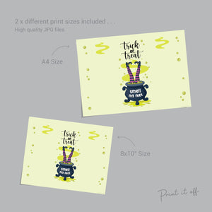 Witch Halloween Art Craft / Footprint Handprint Art / Trick Treat Smell Feet / Kids Baby Toddler / Keepsake Sign Decor / Print It Off 0604