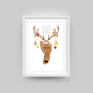 Reindeer Footprint Poem / Christmas Xmas Art Craft / Baby Kids Toddler Child Foot Feet / Keepsake Gift Print Card Memory PRINT IT OFF 0613