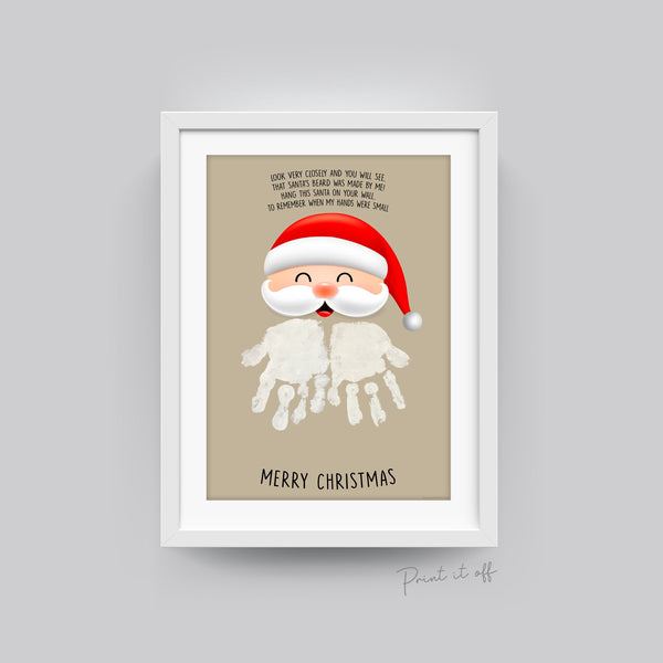 Santa Handprint Hand Art Craft / Xmas Father Christmas / First Baby Toddler Kids / Printable Card Gift Memory Keepsake / Print It Off 0626