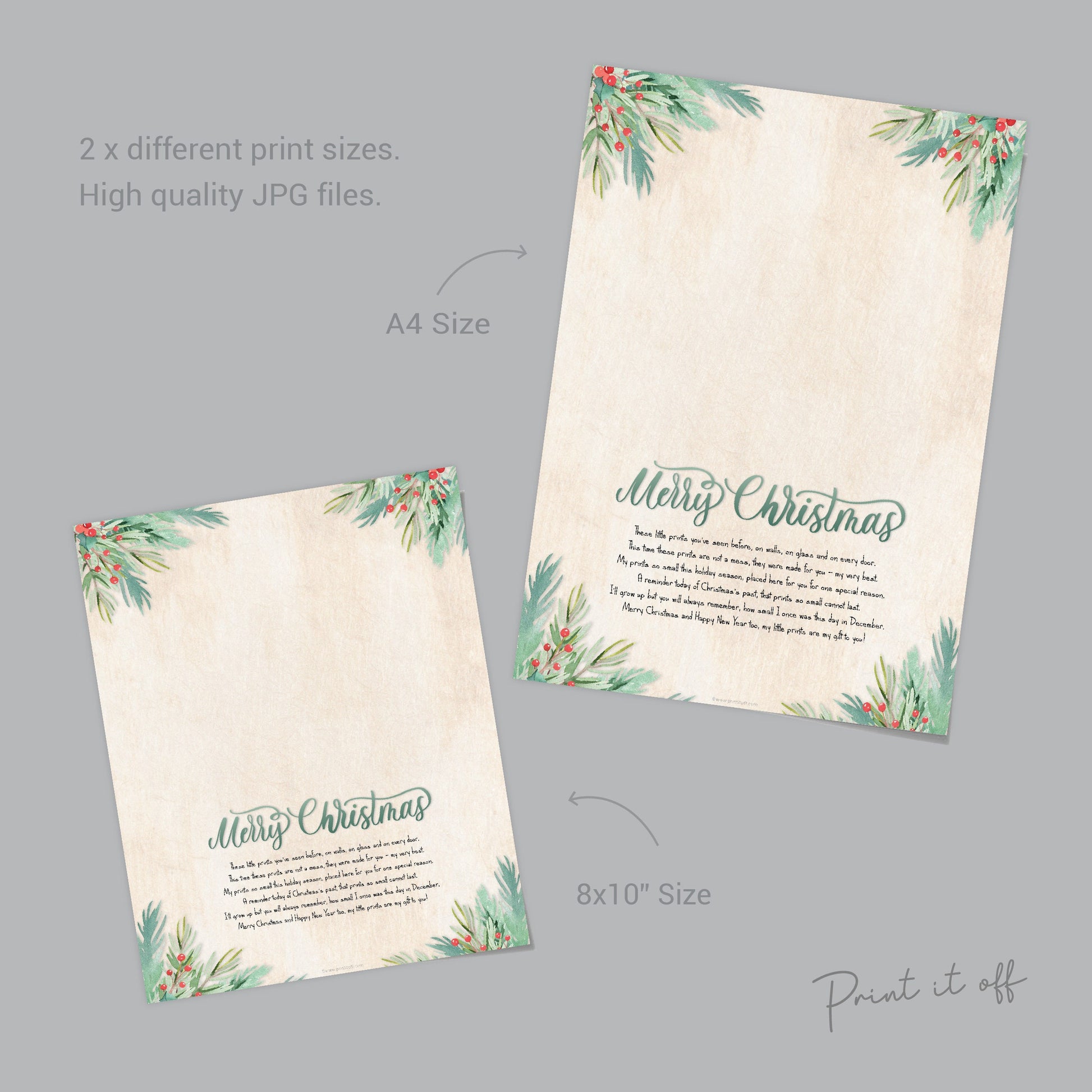 Christmas Handprint Poem / Merry First Xmas Art Craft / Baby Kids Toddler Hands / Keepsake Memory Homemade Gift DIY Card / Print it off 0361