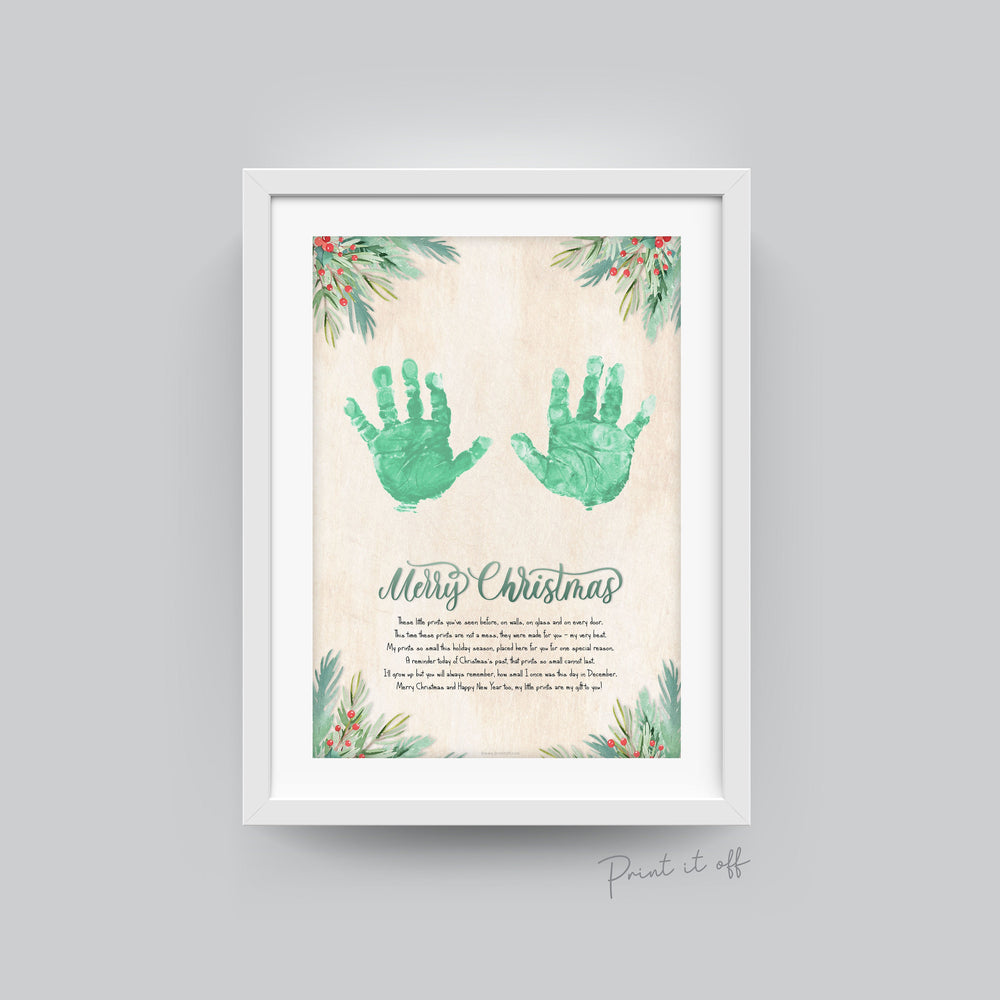Christmas Handprint Poem / Merry First Xmas Art Craft / Baby Kids Toddler Hands / Keepsake Memory Homemade Gift DIY Card / Print it off 0361
