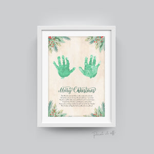 Christmas Handprint Poem / Merry First Xmas Art Craft / Baby Kids Toddler Hands / Keepsake Memory Homemade Gift DIY Card / Print it off 0361