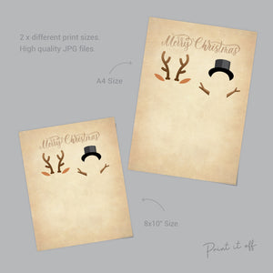 Reindeer Snowman Footprint Foot Art Craft / First Merry Christmas Xmas Baby Toddler Kids / DIY Card Gift Memory Keepsake / Print It Off 0633