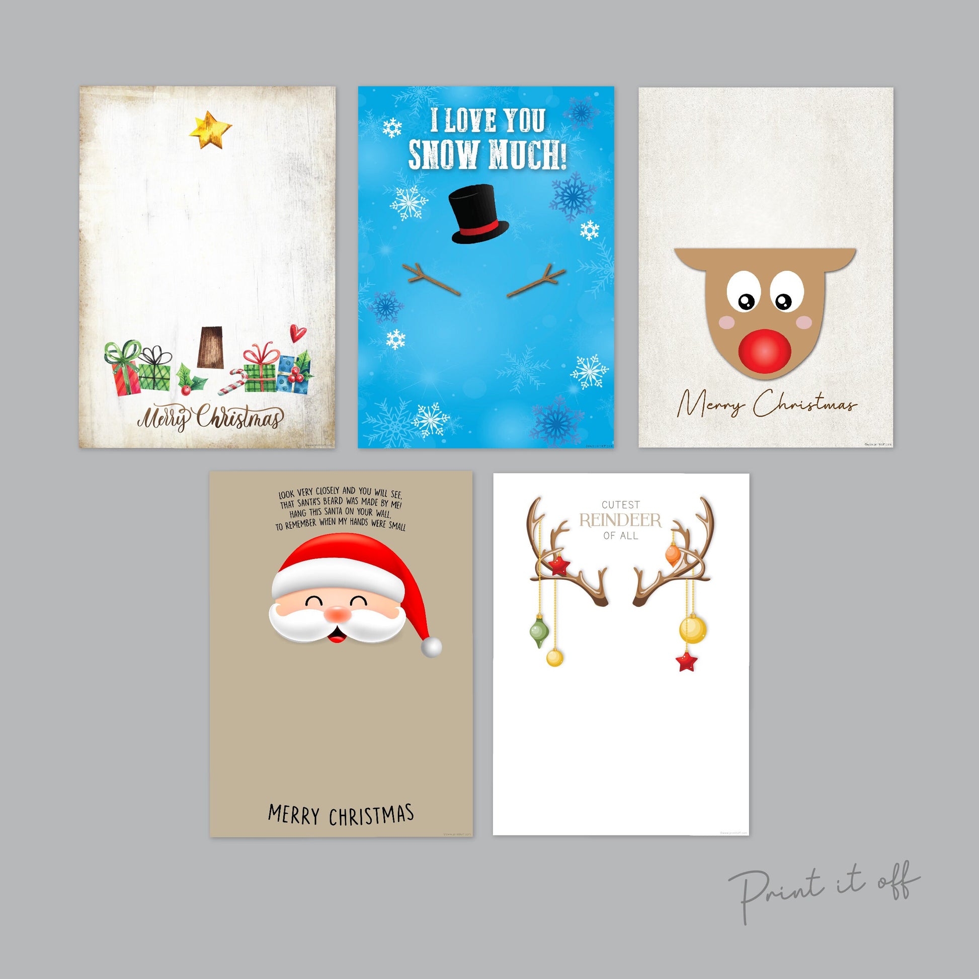 Christmas Xmas Pack Handprint Footprint Foot Hand Art Craft / Baby Toddler Kids / DIY Card Gift Activity Memory Keepsake / Print It Off 0635