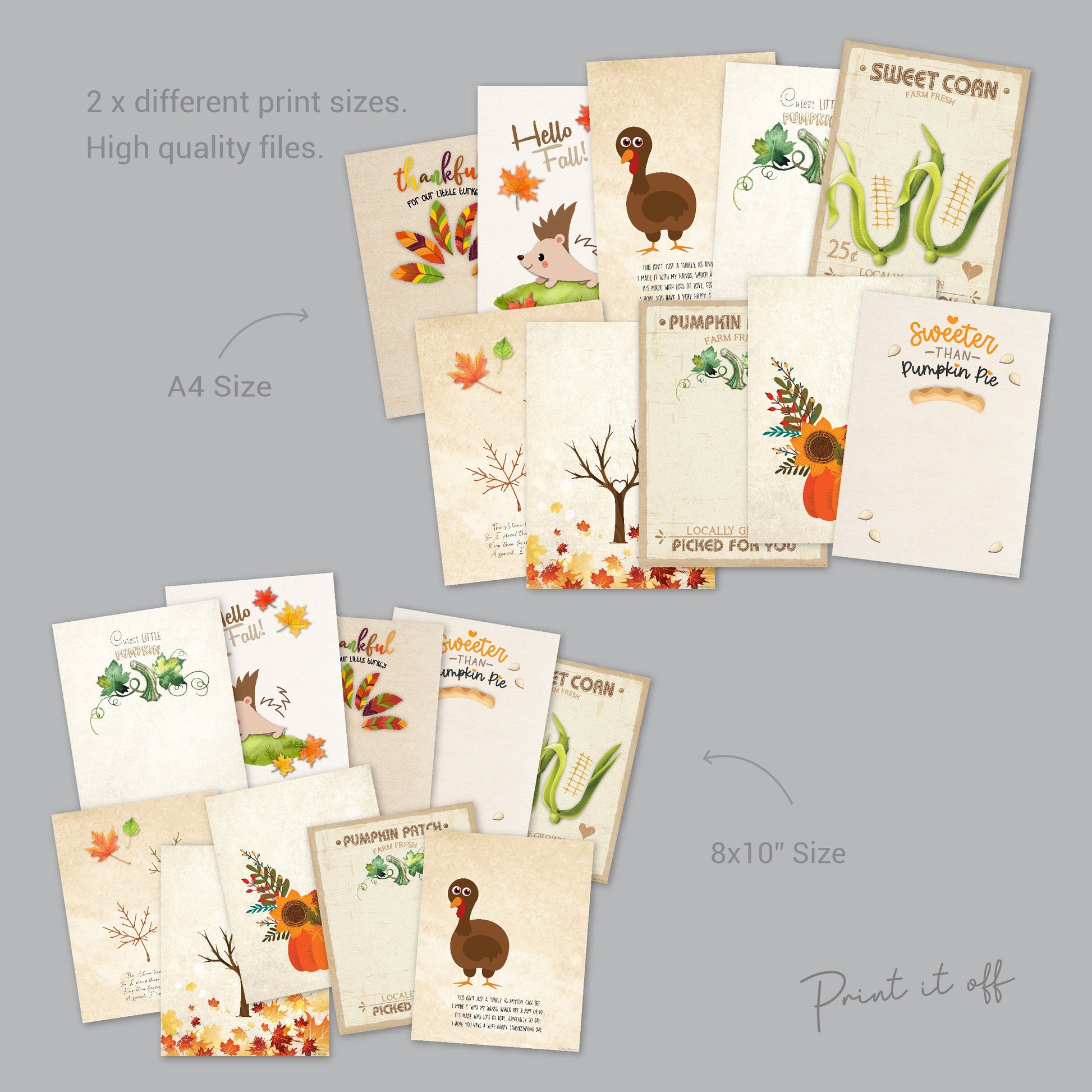 Fall Thanksgiving Pack Handprint Footprint Foot Hand Art Craft / Baby Toddler Kids / DIY Card Gift Activity Memory Keepsake / Print It Off