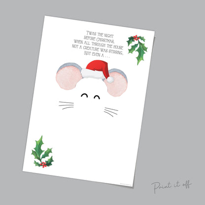 Mouse Christmas / Night Before Xmas Handprint Footprint Art Craft / Baby Kids Hand Foot Keepsake Gift Print Activity Card PRINT IT OFF 0629