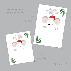 Mouse Christmas / Night Before Xmas Handprint Footprint Art Craft / Baby Kids Hand Foot Keepsake Gift Print Activity Card PRINT IT OFF 0629