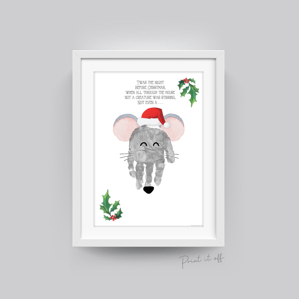 Mouse Christmas / Night Before Xmas Handprint Footprint Art Craft / Baby Kids Hand Foot Keepsake Gift Print Activity Card PRINT IT OFF 0629