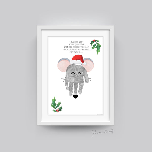 Mouse Christmas / Night Before Xmas Handprint Footprint Art Craft / Baby Kids Hand Foot Keepsake Gift Print Activity Card PRINT IT OFF 0629