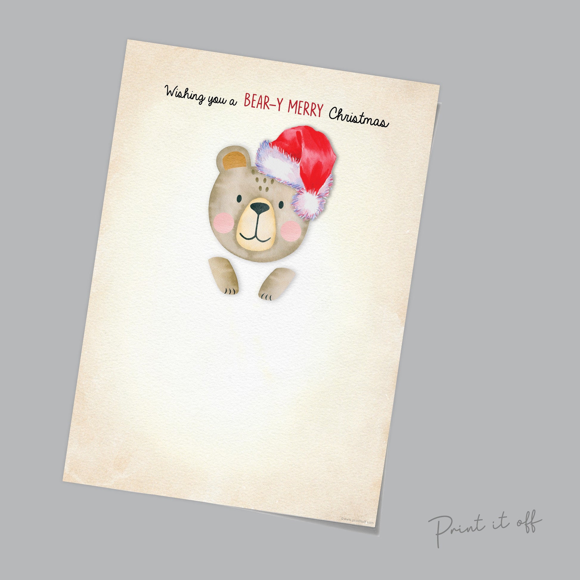 Bear Merry Christmas Footprint Feet Art Craft / First Xmas Baby Toddler Kids / Printable Print Card Gift Memory Keepsake / Print It Off 0632
