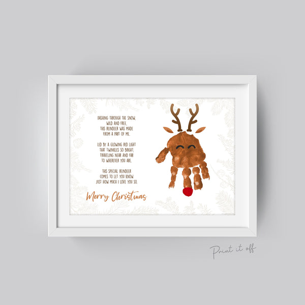 Reindeer Christmas Poem Handprint Footprint / Xmas Art Craft Baby Toddler Hand Foot / DIY Keepsake Memory Gift Card Print It Off 0648