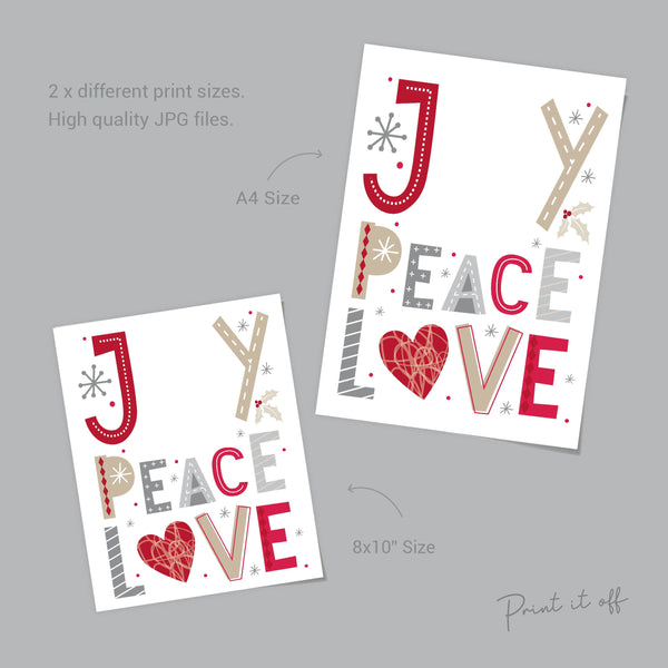 Joy Peace Love Christmas Handprint Xmas Art Craft Baby Toddler Hand DIY Keepsake Gift Card Printable - Print It Off 0647