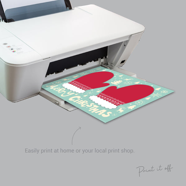 Mittens Handprint Art Craft / Baby Toddler Kids / Merry Christmas Xmas Winter Hand /  Card Gift Keepsake Memory Print It Off 0653