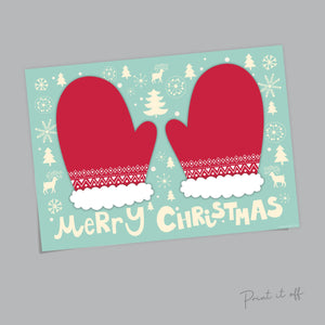 Mittens Handprint Art Craft / Baby Toddler Kids / Merry Christmas Xmas Winter Hand /  Card Gift Keepsake Memory Print It Off 0653