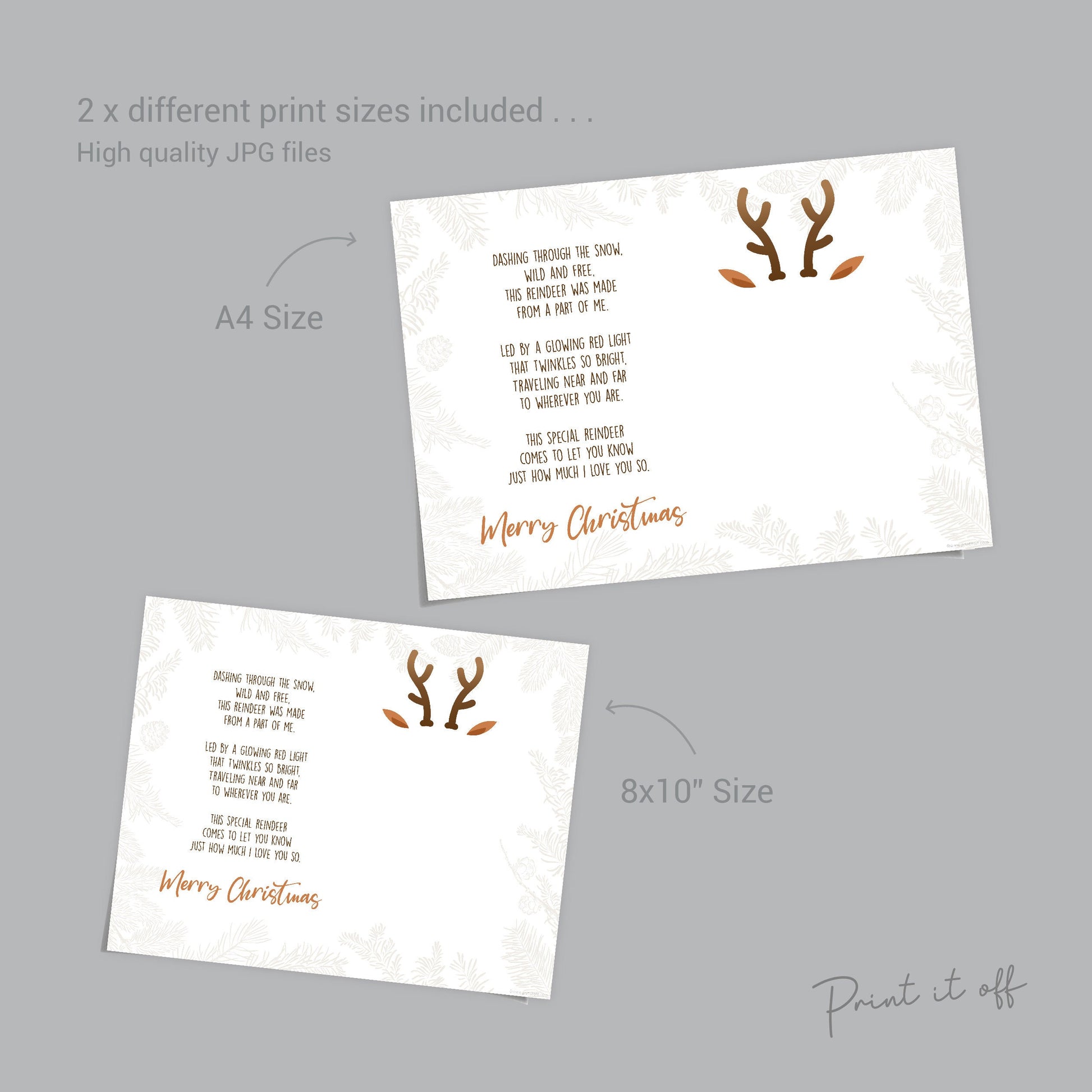 Reindeer Christmas Poem Handprint Footprint / Xmas Art Craft Baby Toddler Hand Foot / DIY Keepsake Memory Gift Card Print It Off 0648