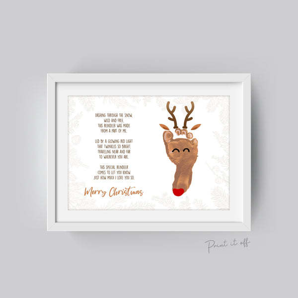 Reindeer Christmas Poem Handprint Footprint / Xmas Art Craft Baby Toddler Hand Foot / DIY Keepsake Memory Gift Card Print It Off 0648