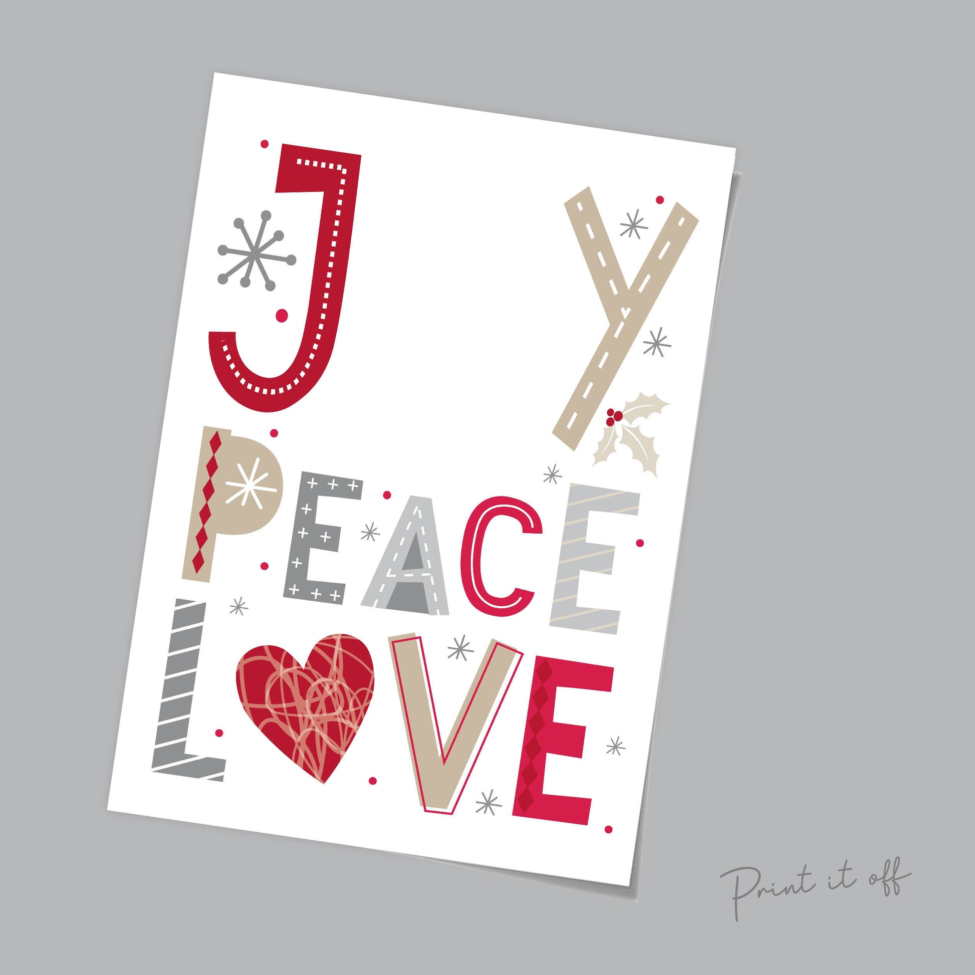 Joy Peace Love Christmas Handprint Xmas Art Craft Baby Toddler Hand DIY Keepsake Gift Card Printable - Print It Off 0647