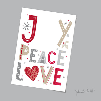 Joy Peace Love Christmas Handprint Xmas Art Craft Baby Toddler Hand DIY Keepsake Gift Card Printable - Print It Off 0647