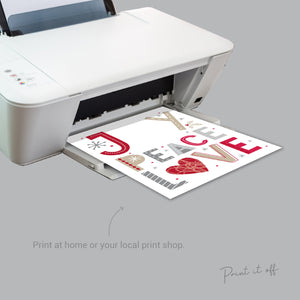 Joy Peace Love Christmas Handprint Xmas Art Craft Baby Toddler Hand DIY Keepsake Gift Card Printable - Print It Off 0647