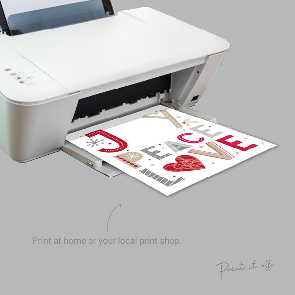 Joy Peace Love Christmas Handprint Xmas Art Craft Baby Toddler Hand DIY Keepsake Gift Card Printable - Print It Off 0647