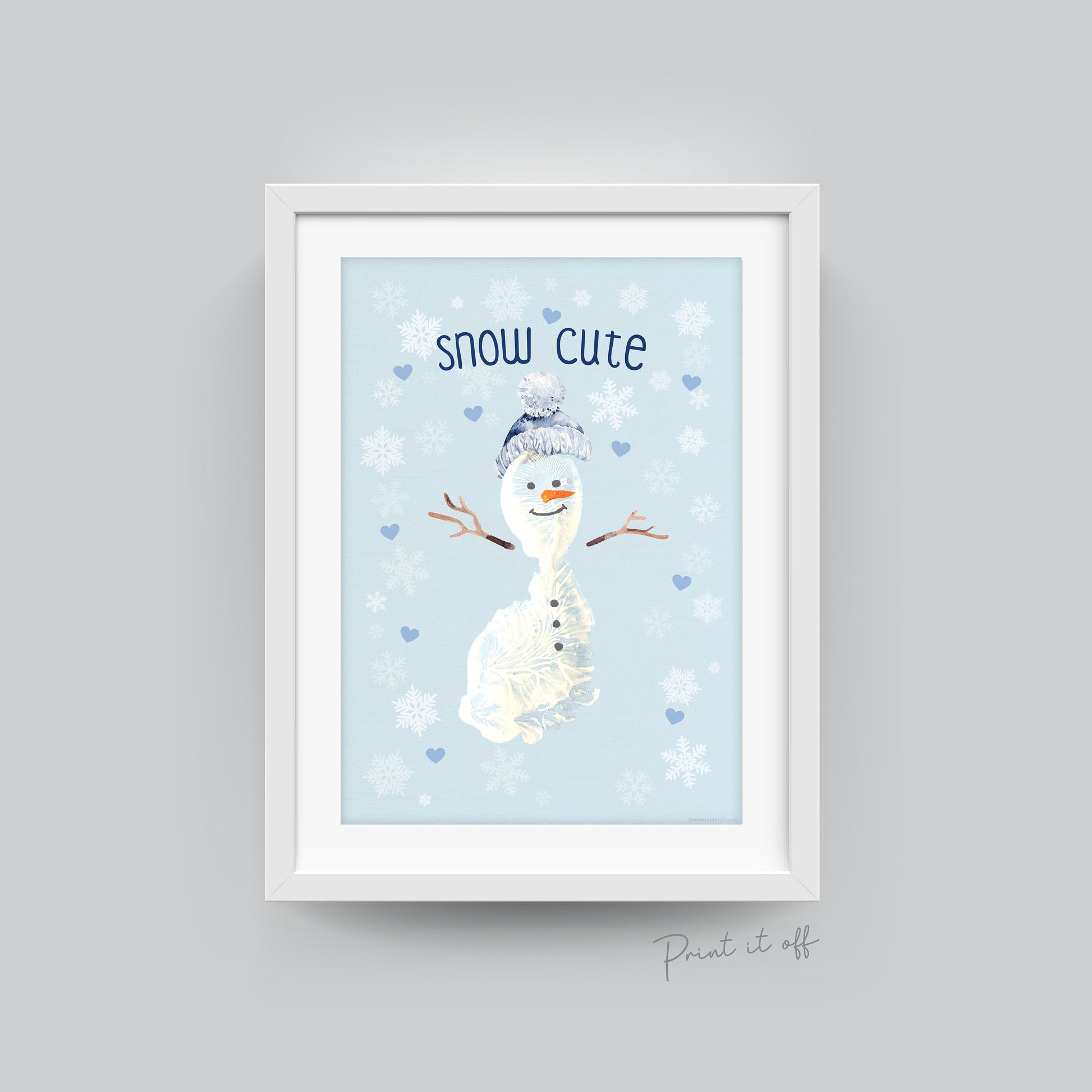 Snow Cute Snowman Footprint Foot Art Craft / First Christmas Xmas Baby Toddler Kids / DIY Card Gift Memory Keepsake / Print It Off 0661