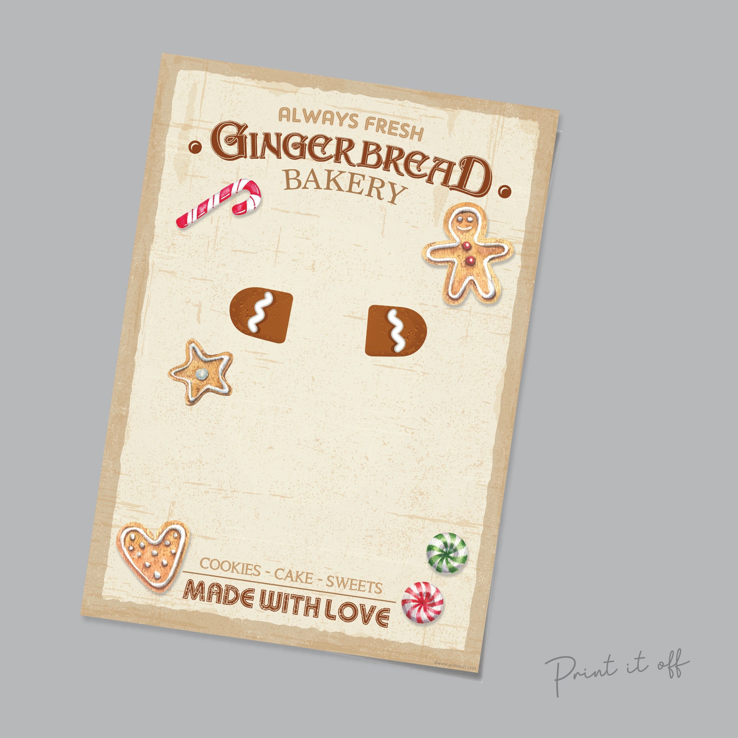 Gingerbread Man Split Sign Gingerbread Man Bakery Sign Footprint Handprint Art Craft / First Chri ...