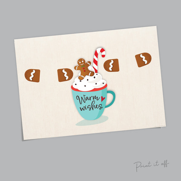 Warm Wishes Gingerbread Footprint Art Craft / First Christmas Xmas Baby Kids DIY Foot Card Sign Gift / Print It Off 0665