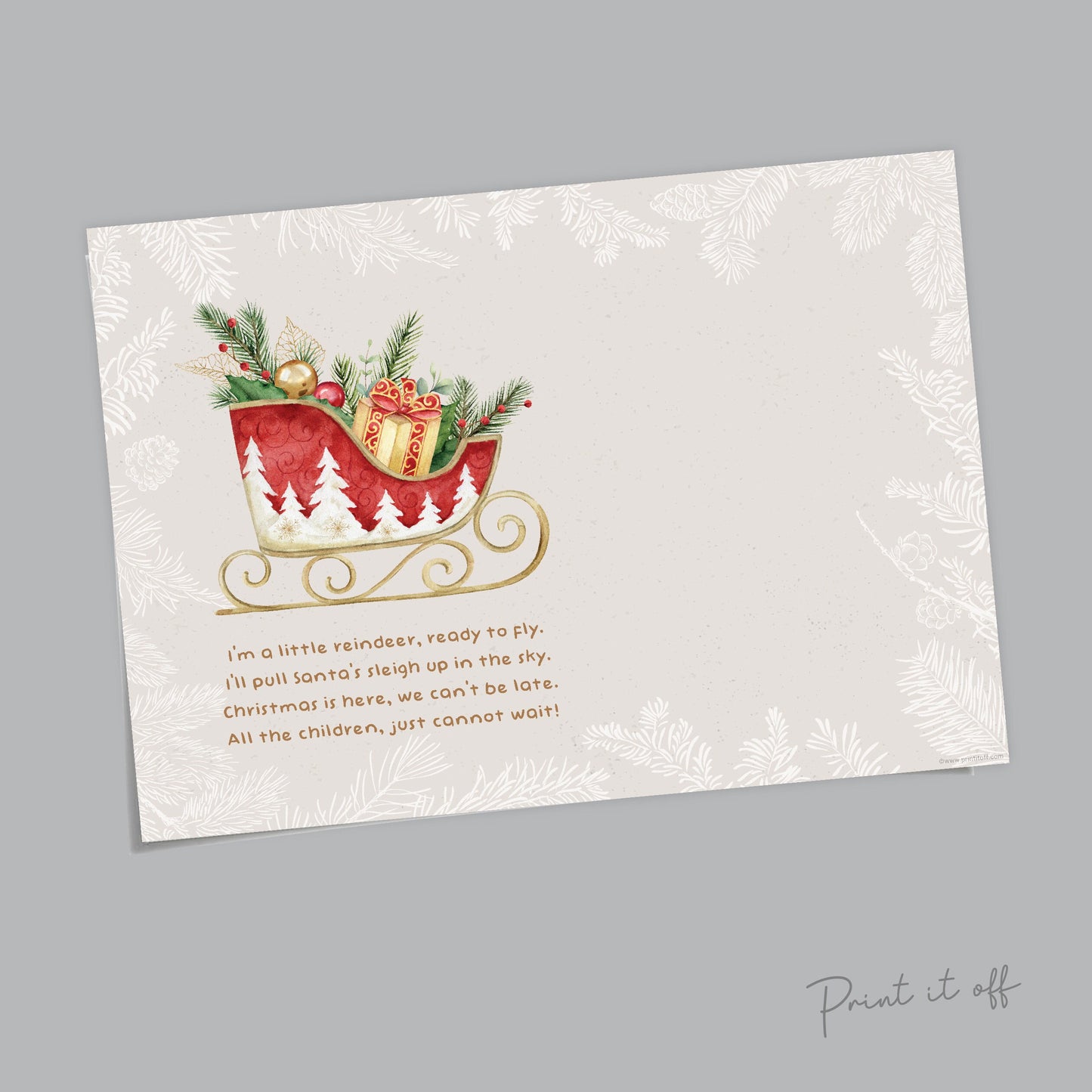 Reindeer Christmas Poem Handprint Art Craft / Xmas Baby Toddler Hand / DIY Keepsake Memory Gift Card Print It Off