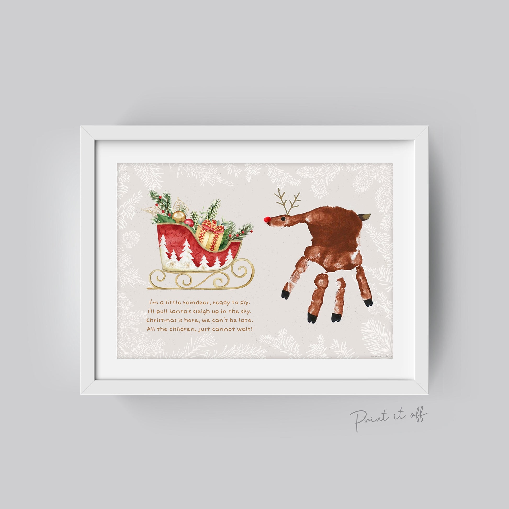 Reindeer Christmas Poem Handprint Art Craft / Xmas Baby Toddler Hand / DIY Keepsake Memory Gift Card Print It Off