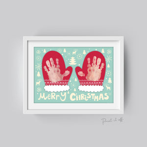Mittens Handprint Art Craft / Baby Toddler Kids / Merry Christmas Xmas Winter Hand /  Card Gift Keepsake Memory Print It Off 0653